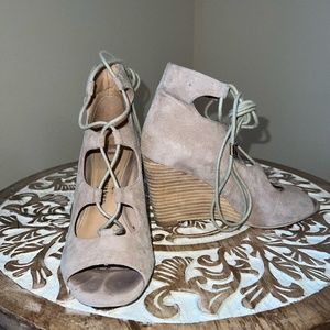 Elaine Turner Suede Lace-up Wedges
